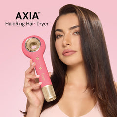 L'ANGE Axia HaloRing dryer side view highlights compact profile for easy storage.