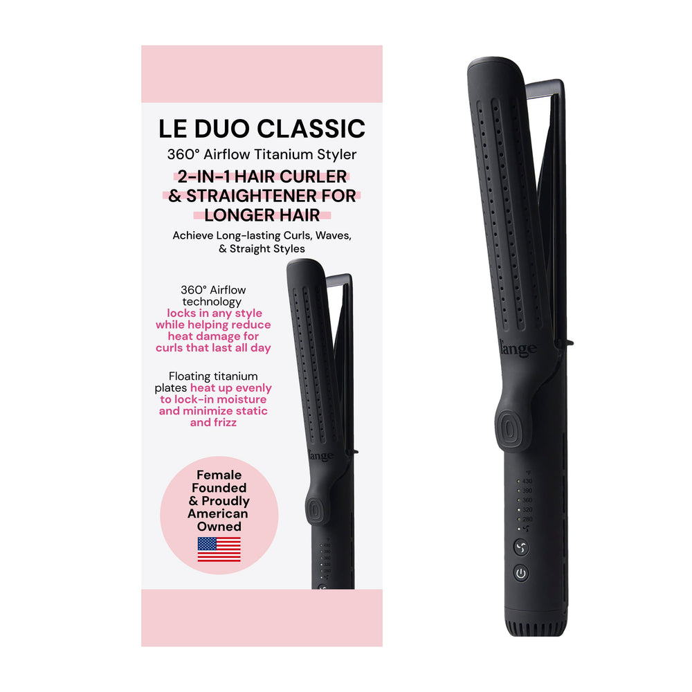 L'ANGE HAIR Le Duo Grande 360° Airflow enabling versatile straightening and curling with a smooth finish.