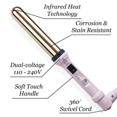 L'ANGE HAIR Ondulé 25mm curling wand creates defined bombshell curls with reduced heat damage.