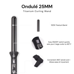 L'ANGE HAIR Ondulé 32mm barrel creating loose waves with lasting glow.