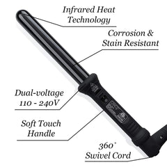 L'ANGE HAIR Tourmaline ceramic barrel for silky, frizz-free styling.