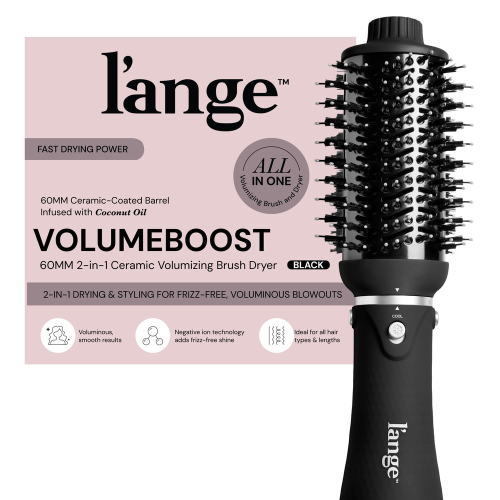 L'ANGE HAIR VolumeBoost 60mm brush dry setup for quick styling at home.