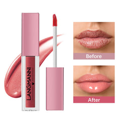 LANGMANNI brillo labial tono neutro suave, acabado brillante para oficina.
