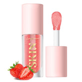 LANGMANNI Moisturizing Lip Oil strawberry bottle closed, portable hydration.