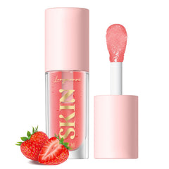 LANGMANNI Moisturizing Lip Oil strawberry bottle closed, portable hydration.