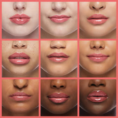 LANGMANNI Moisturizing Lip Oil strawberry bottle open, glossy finish ready to apply.