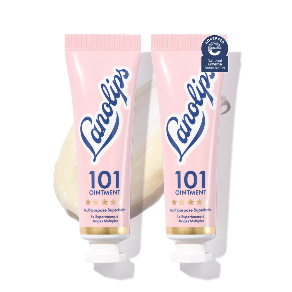 Lanolips 101 Ointment Duo packaging shows two jars for easy hydration on the go.