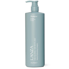 L’ANZA Healing Moisture Shampoo bottle shows a sulfate-free, hydrating cleanse.