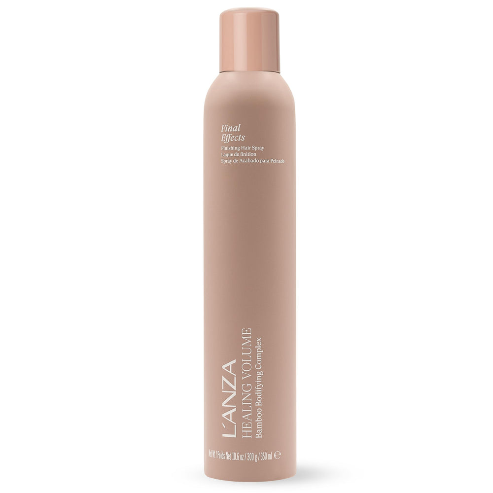L’ANZA Healing Volume Final Effects hairspray bottle showing lift and hold.