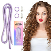 Lanzhire heatless curling headband creates overnight waves with the purple design.