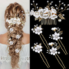 Broches LAPOHI para boda con flores y cristal, brillo duradero.