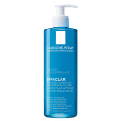 La Roche-Posay Effaclar purifying foaming gel bottle helps control excess oil.