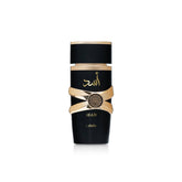 Lattafa Asad bottle closeup showing refined oud‑musk presence for everyday prestige