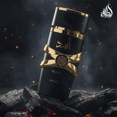 Lattafa Asad bottle cap details emphasize sturdy closure.