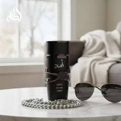 Lattafa Asad Elixir EDP packaging on shelf highlights premium presentation
