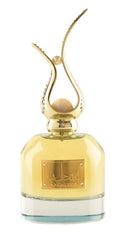 Lattafa Asdaaf Andaleeb label close-up highlighting refined fragrance branding.