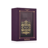 Lattafa Bade'e Al Oud Amethyst bottle front, warm amber notes visible