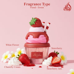 Lattafa Berry On Top amber bottle glow on shelf