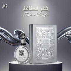 Lattafa Fakhar Platin packaging box highlighting premium gifting appeal.