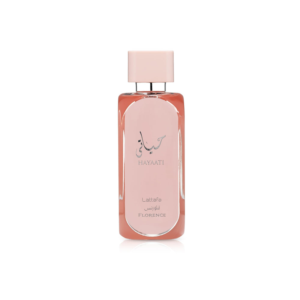 Lattafa Hayaati Florence bottle front view for everyday elegance.