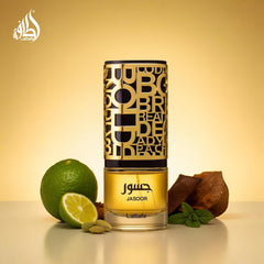 Lattafa Jasoor base notes add woody musk for depth.