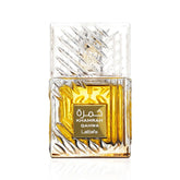 Lattafa Khamrah Qahwa bottle top notes highlight energizing spice for evening wear