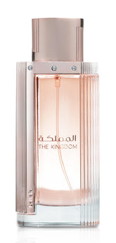 Lattafa The Kingdom bottle close-up—elegant design for statement fragrance lovers.