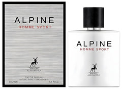Lattafa Maison Alhambra Alpine Homme Sport bottle back, detailing premium finish and durable build.