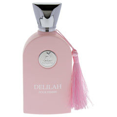 Lattafa Maison Alhambra Delilah bottle closeup reveals floral heart notes