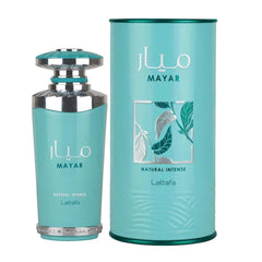 Cap close-up of Lattafa Mayar Natural Intense, highlighting premium details for gifting.