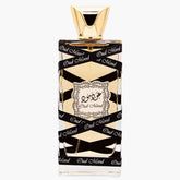 Lattafa Oud Mood bottle front view, unisex appeal with warm oriental-sweet vibes.