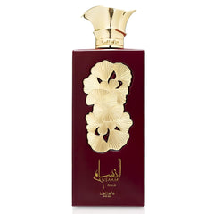 Lattafa Pride Ansaam Gold bottle closeup highlighting premium packaging for gifting.
