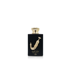 Lattafa Pride Ishq Al Shuyukh Gold bottle front showing the premium woody-leathery profile for daily wear.
