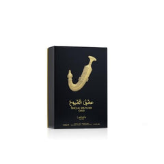 Lattafa Pride Ishq Al Shuyukh Gold scent swatch hints at caramel-saffron opening.