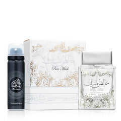 Lattafa Pure Musk top notes amber musk, warm opening.