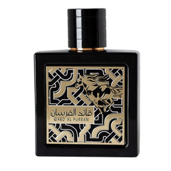 Lattafa Qaed Al Fursan bottle-front highlights premium unisex appeal.