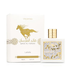 Lattafa Qaed Al Fursan Unlimited spray on skin suggests lasting scent