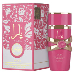 Lattafa Yara Candy packaging display, premium gift-ready presentation.