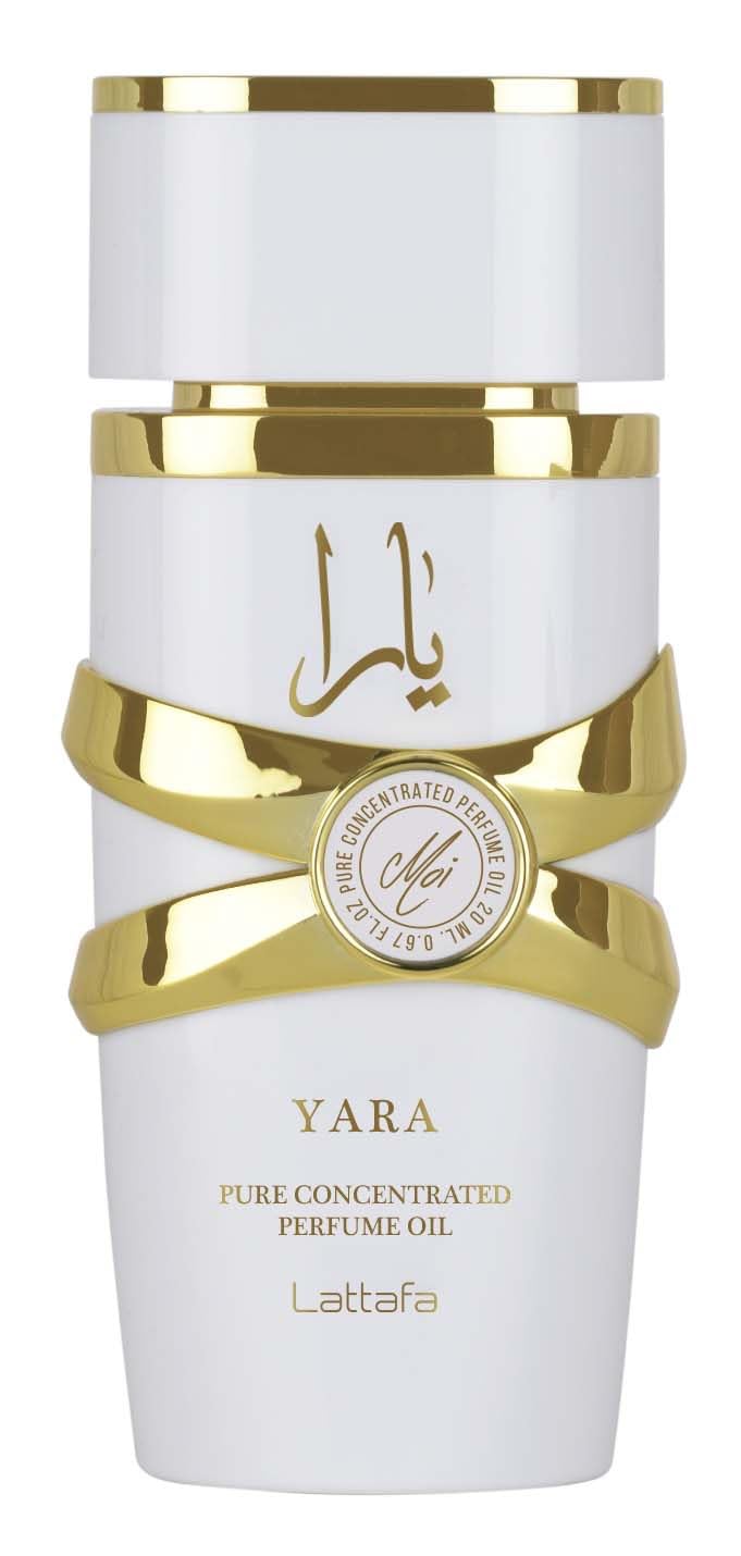 Lattafa Yara Moi bottle front, sleek design ideal for evening wear.