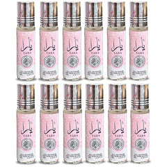Lattafa Yara roll-on bottle showing sleek design for easy on-the-go fragrance.