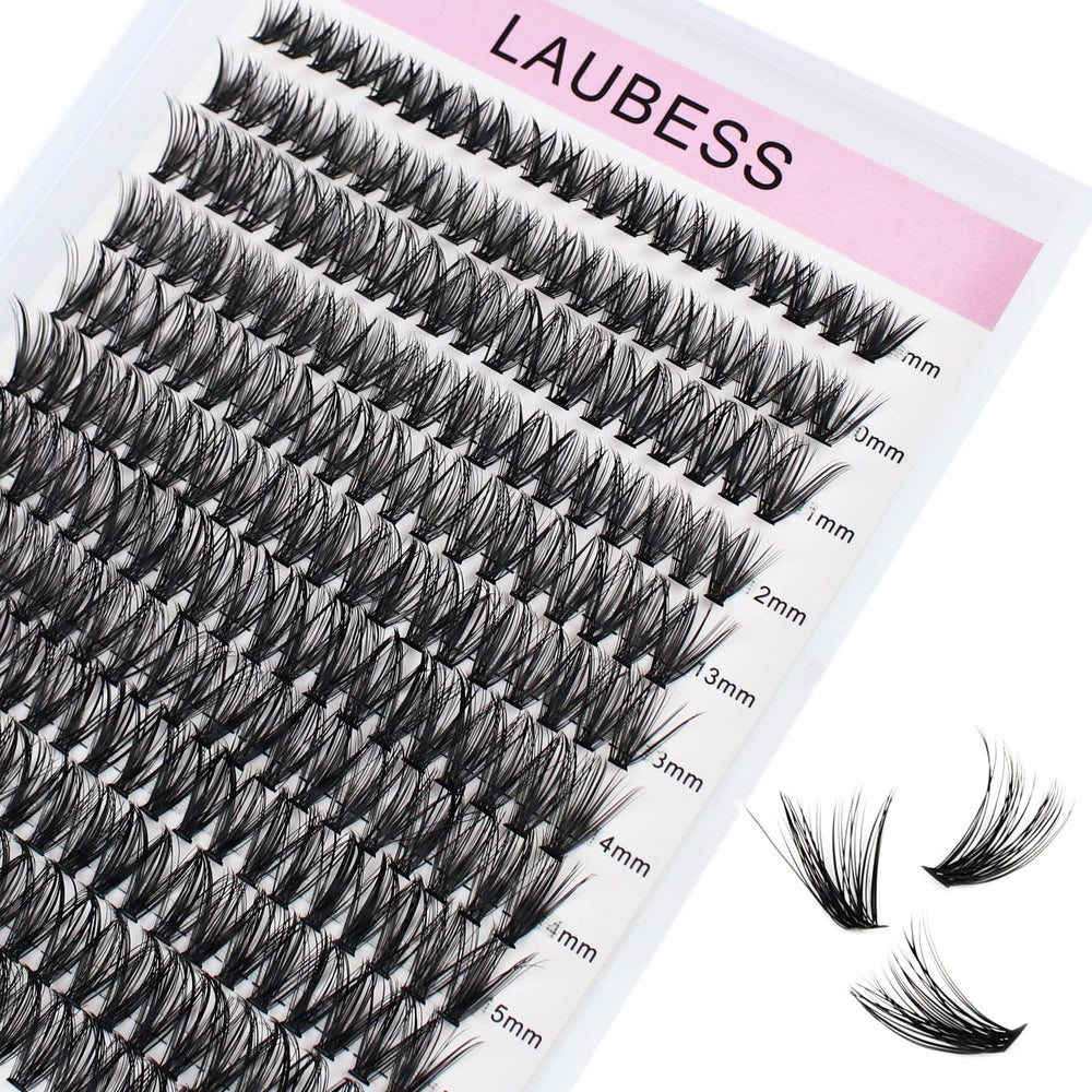 LAUBESS cluster lashes closeup with dense 40D lashes for DIY lash sets.