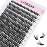 LAUBESS cluster lashes closeup with dense 40D lashes for DIY lash sets.