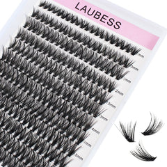 LAUBESS cluster lashes closeup with dense 40D lashes for DIY lash sets.