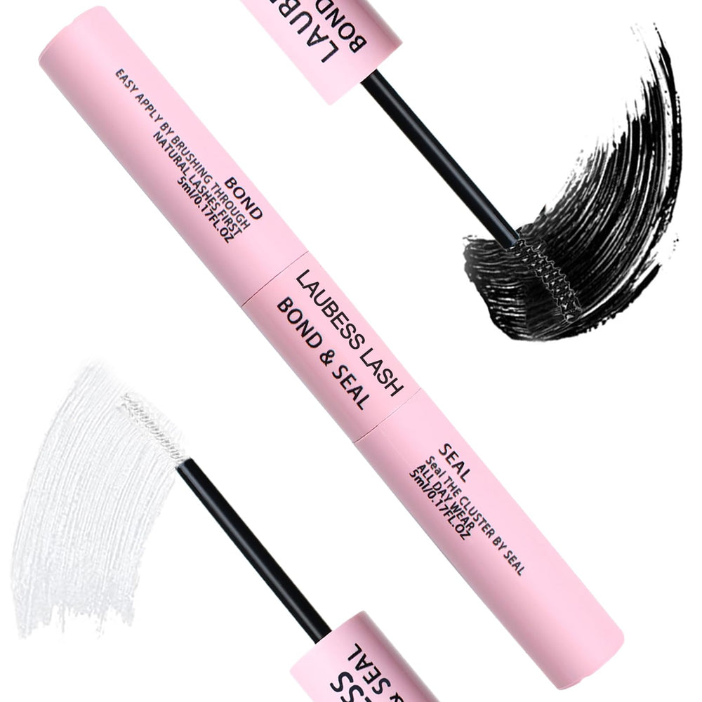 LAUBESS LASH Bond and Seal bottle showing long-lasting hold for clusters.