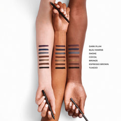 Laura Mercier Caviar Tightline Eyeliner espresso brown waterline use illustrates waterproof wear.