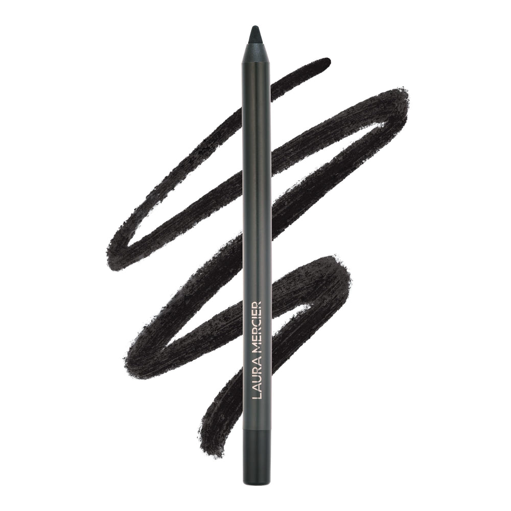 Laura Mercier Caviar Tightline Eyeliner tuxedo swatches reveal rich color.