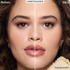 Laura Mercier Ultra-Blur powder swatch on skin displaying natural translucency.