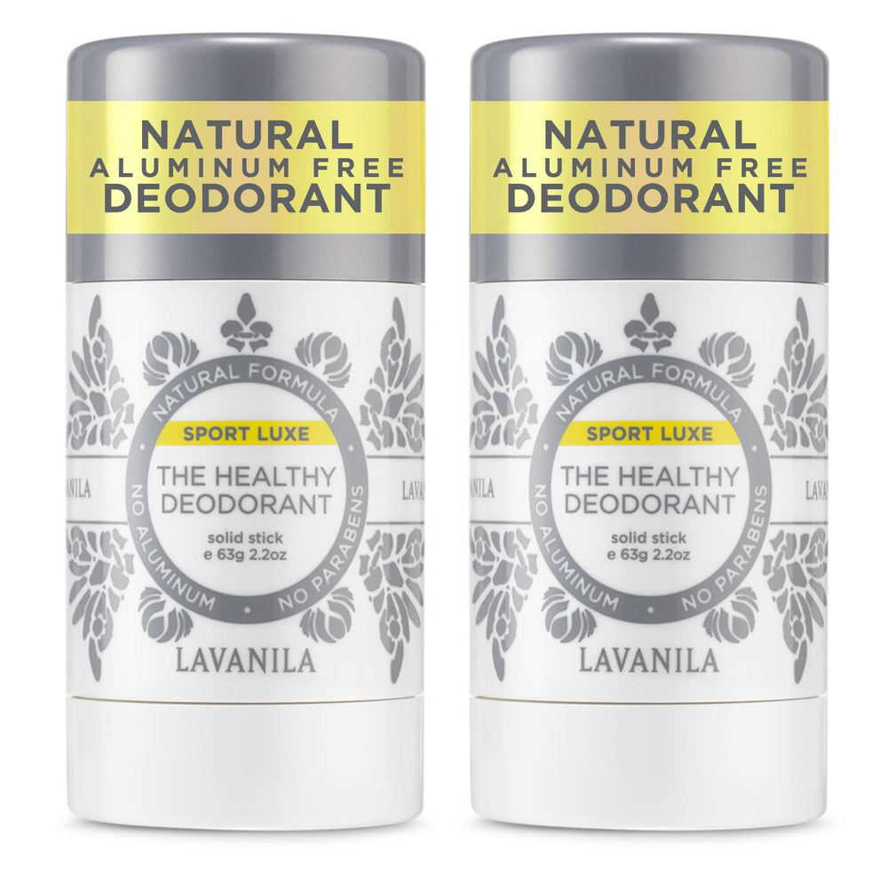 Lavanila Sport Luxe deodorant stick front showing aluminum-free freshness.