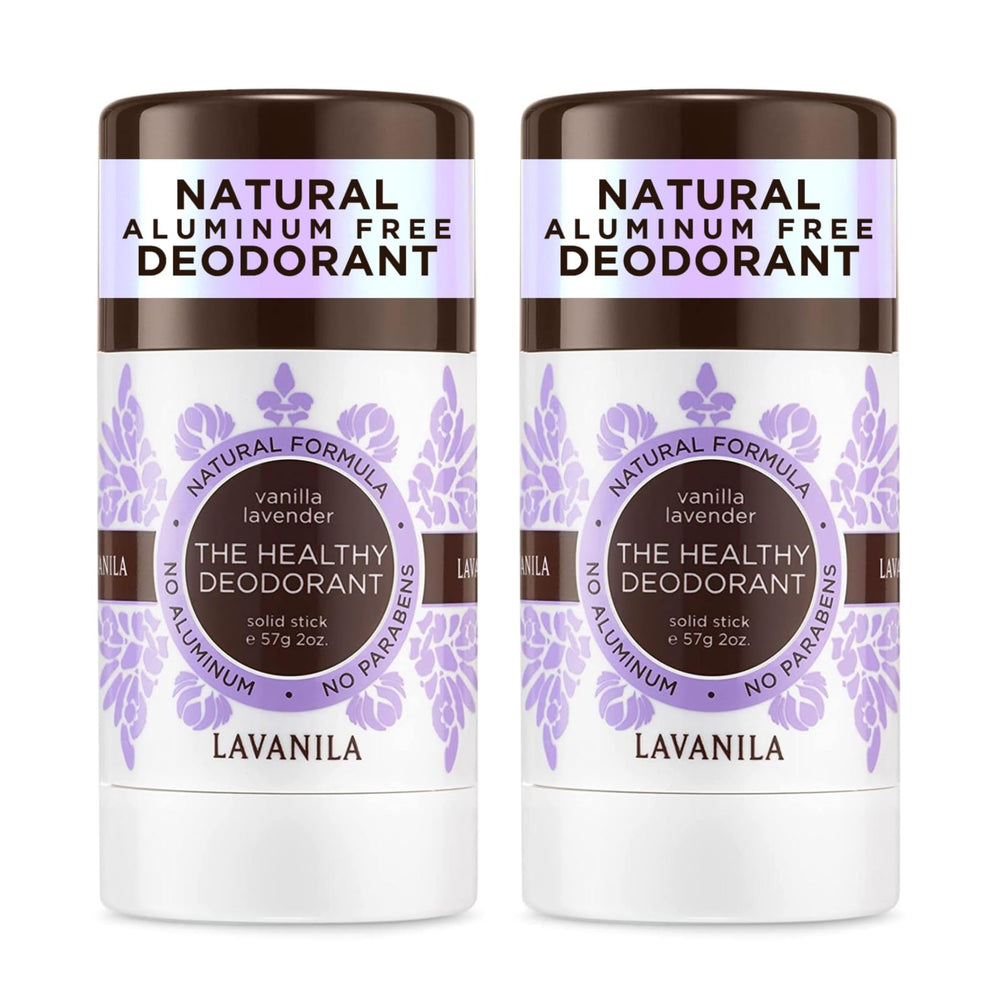 Lavanila Vanilla Lavender deodorant bottle offers long-lasting freshness.