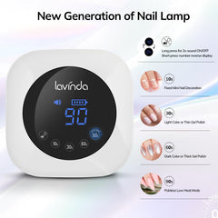 Lavinda UV LED Nail Lamp large LCD display for precise timer control.
